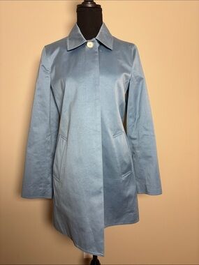 Coach Light Blue Single-Button Trench Coat